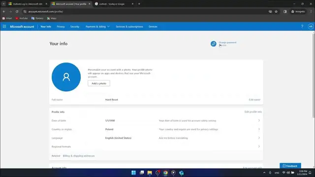 Video thumbnail for How To Change Outlook Password