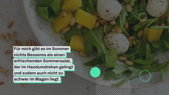 Video thumbnail for Mango Rucola Salat mit Mozzarella und Pinienkernen