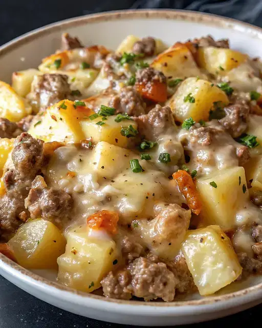 'Video thumbnail for One-Pan Creamy Meat & Potato Skillet'