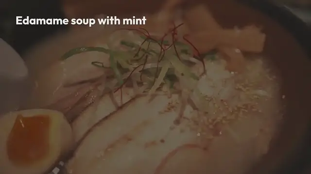 Video thumbnail for Edamame soup with mint and soy sauce