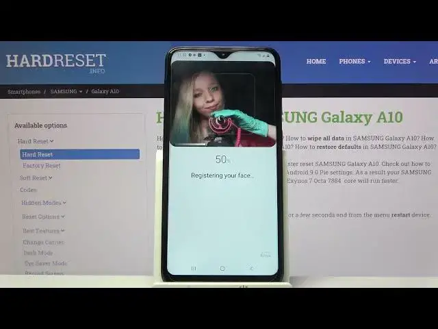 'Video thumbnail for How to Set Up Face Unlock on SAMSUNG Galaxy A10 – Add Face to device'