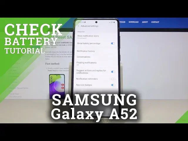 'Video thumbnail for How to Enable Battery Percentage in SAMSUNG Galaxy A52 – Battery Settings'