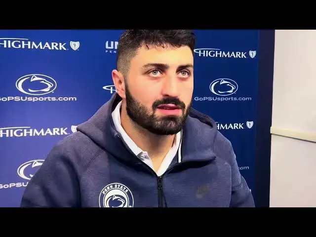 Video thumbnail for Penn State football team captain Dom DeLuca addresses media after loss to Ohio State