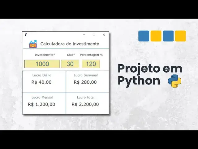 'Video thumbnail for Como Criar uma Calculadora de Investimentos em Python (Passo a Passo com Interface Gráfica)'
