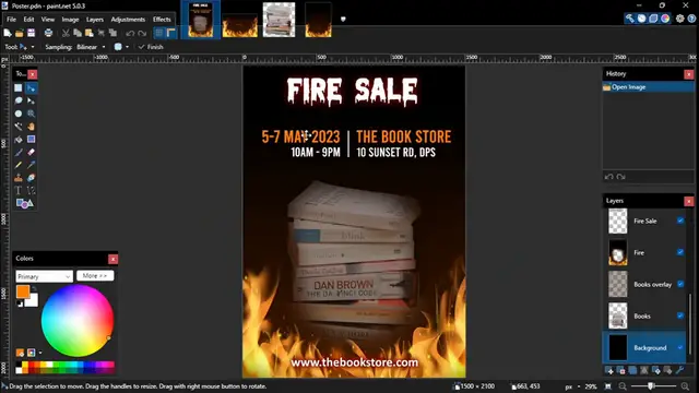Video thumbnail for How To Create A Poster Or Flyer in Paint.Net - Used Books Sale Poster Design