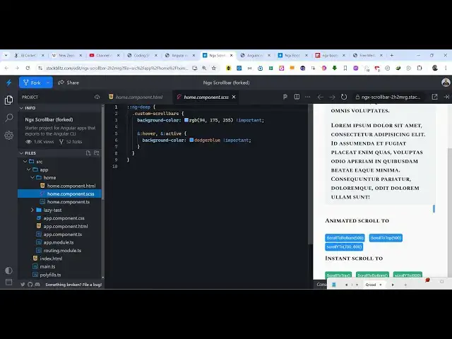 Video thumbnail for Angular ngx-scrollbar to Build Customized Scrollbars inside HTML Elements in Browser Using TS