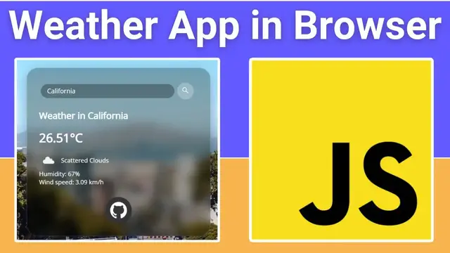 Video thumbnail for Build a Javascript Weather App Using OpenWeatherMap API to Get Weather of Any City in Browser