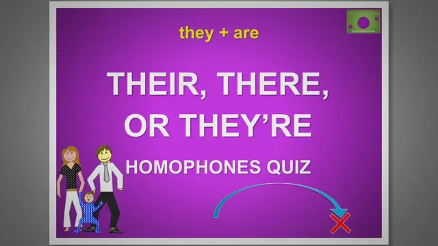 Video thumbnail for Homophones Quiz: Fill in the Blanks with their, there or they're #2
