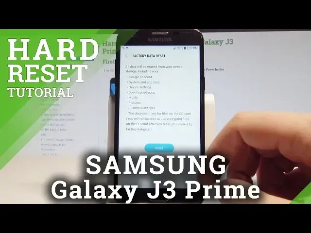 'Video thumbnail for How to Factory Reset SAMSUNG Galaxy J3 Prime - Wipe Date / Restore Defaults'