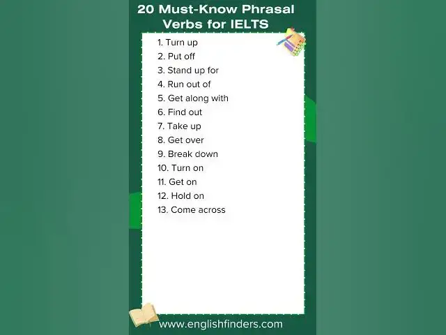 'Video thumbnail for 20 Must Know Phrasal Verbs for IELTS'