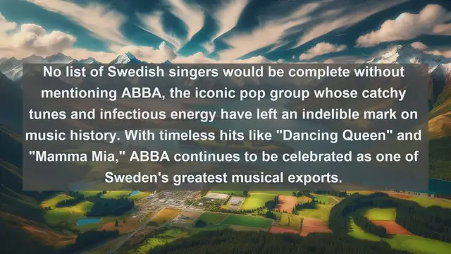 Video thumbnail for Swedish Vocal Wonders: Top 10 Famous Singers in Sweden