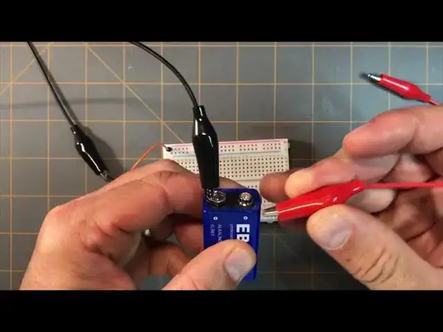 Video thumbnail for Connecting a 9V Battery to a Breadboard using Alligator Clips