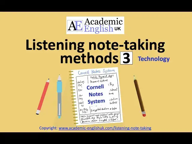 'Video thumbnail for Listening Note taking Skills using the Cornell Notes System (Technology Topics)'