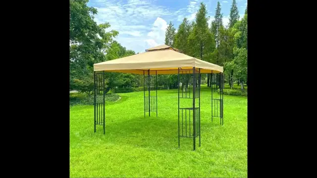 Video thumbnail for 10 x 10 Ft Outdoor Patio Gazebo Canopy Tent Ventilated Double Roof & Mosquito Net Detachable Mes...