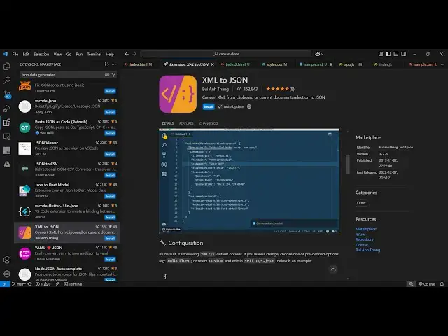 Video thumbnail for Convert XML to JSON Instantly — One Click Transformation in VS Code!
