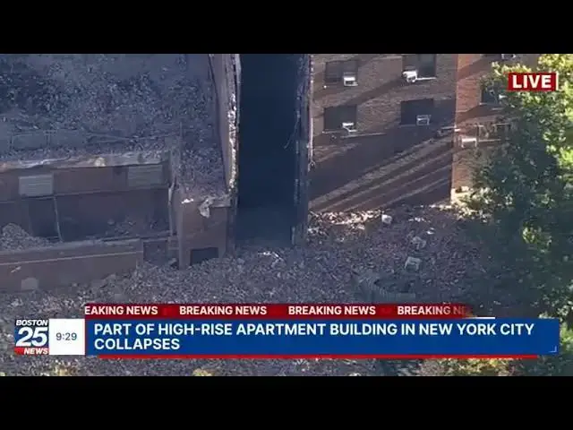 'Video thumbnail for Bronx High Rise Partially Collapses After Explosion'