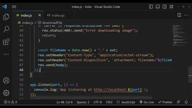 Video thumbnail for Node.js Express Instagram API to Download Posts & Videos of User Using URL Using EJS in Browser
