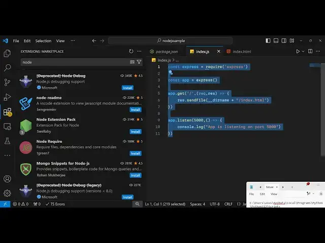 Video thumbnail for How to Download and Install Node.js and Setup Project & Run it in Visual Studio Code For Beginners