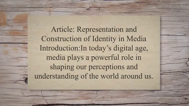 Video thumbnail for Representation and construction of identity in media