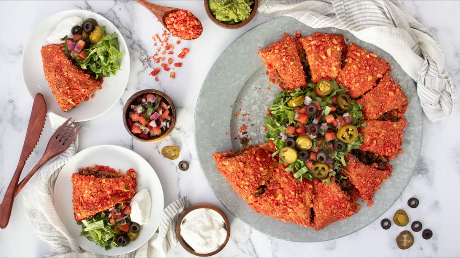 Video thumbnail for Flamin' Hot Cheetos Taco Ring Recipe