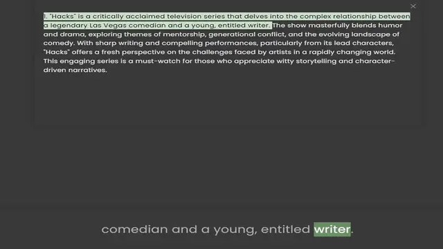 Video thumbnail for a legendary Las Vegas comedian and a young, entitled writer. The show masterfully blends humor and drama, exploring themes of mentorship, generational conflict, and the evolving landscape of comedy. With sharp writing and compelling perfo