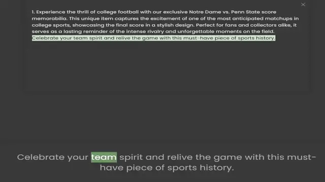 Video thumbnail for memorabilia. This unique item captures the excitement of one of the most anticipated matchups in college sports, showcasing the final score in a stylish design. Perfect for fans and collectors alike, it serves as a lasting reminder of the