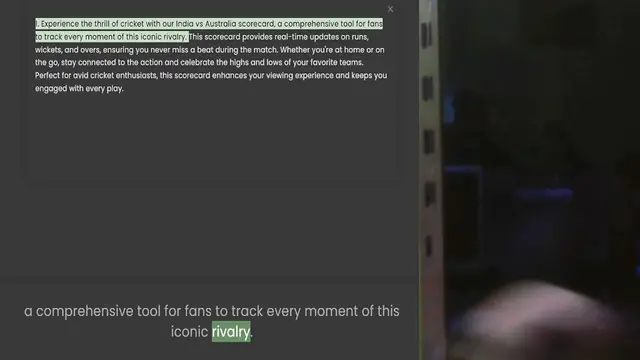Video thumbnail for to track every moment of this iconic rivalry. This scorecard provides real-time updates on runs, wickets, and overs, ensuring you never miss a beat during the match. Whether you're at home or on the go, stay connected to the action and ce