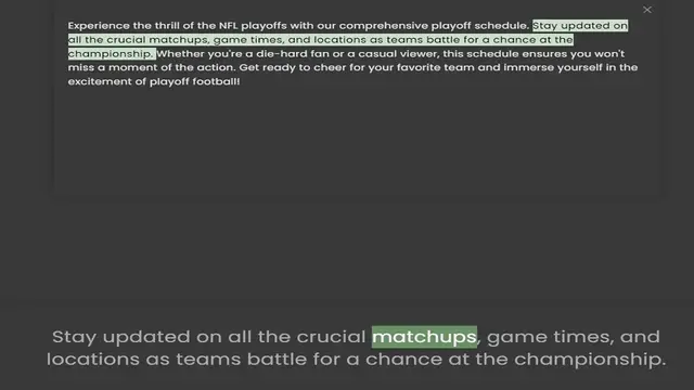Video thumbnail for all the crucial matchups, game times, and locations as teams battle for a chance at the championship. Whether you're a die-hard fan or a casual viewer, this schedule ensures you won't miss a moment of the action. Get ready to cheer for yo