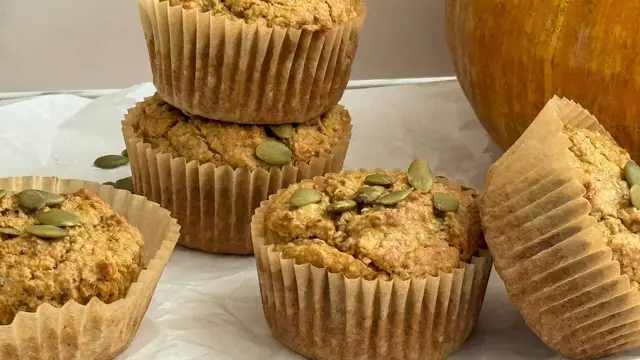 'Video thumbnail for The Secret To Delicious Pumpkin Muffins With A Protein Kick'