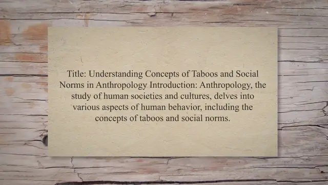 Video thumbnail for Concepts of taboos and social norms in anthropology