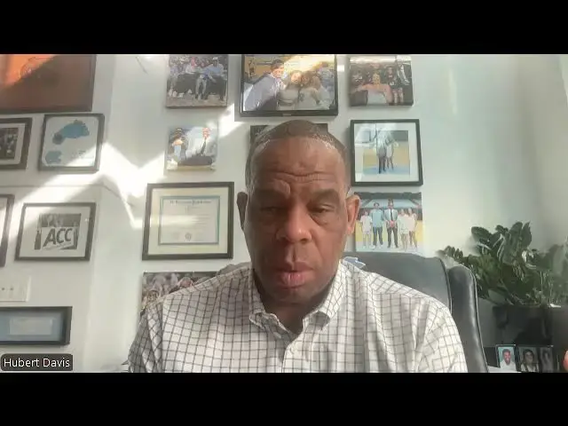 'Video thumbnail for #UNC coach Hubert Davis at weekly ACC Zoom press conference'