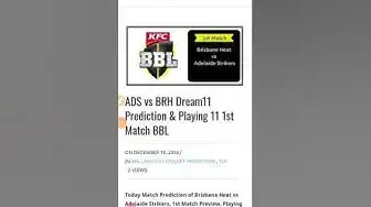 Video thumbnail for ADS VS BRH Dream11 Fantasy Cricket 1st Match (Today Match Prediction)