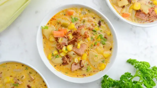 Video thumbnail for Easy Cajun-Style Corn Chowder Recipe