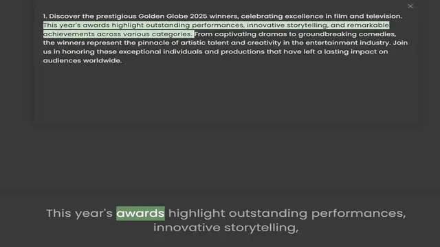 Video thumbnail for This year's awards highlight outstanding performances, innovative storytelling, and remarkable achievements across various categories. From captivating dramas to groundbreaking comedies, the winners represent the pinnacle of artistic tale