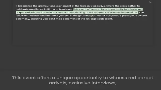 Video thumbnail for celebrate excellence in film and television. This event offers a unique opportunity to witness red carpet arrivals, exclusive interviews, and the thrilling announcement of winners in real-time. Join fellow enthusiasts and immerse yourself