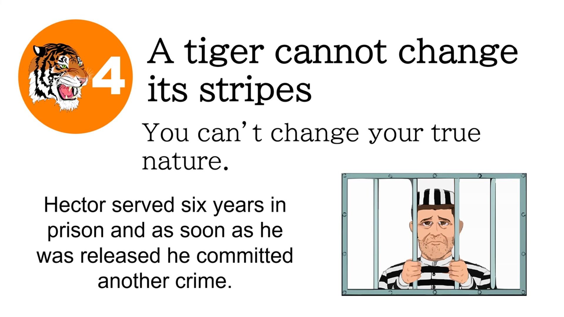 Video thumbnail for “A Tiger Cannot Change Its Stripes” | American English Meaning