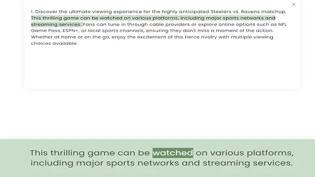 Video thumbnail for This thrilling game can be watched on various platforms, including major sports networks and streaming services. Fans can tune in through cable providers or explore online options such as NFL Game Pass, ESPN+, or local sports channels, en