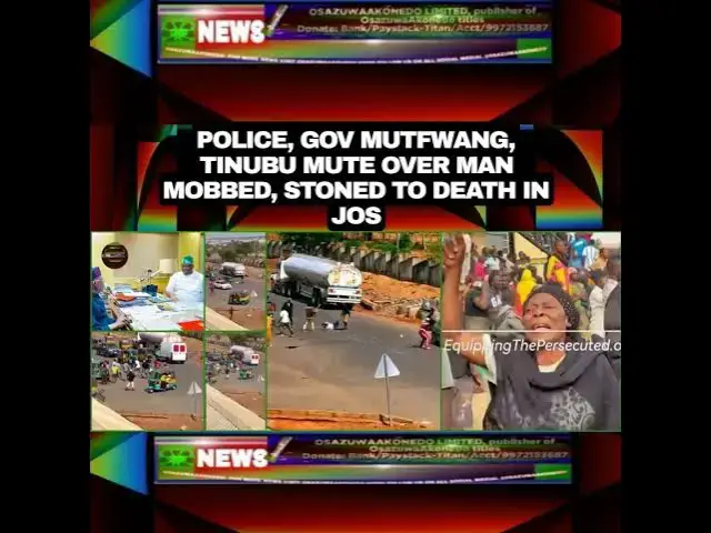 Video thumbnail for Police, Gov Mutfwang, Tinubu Mute Over Man Mobbed, Stoned To Death In Jos