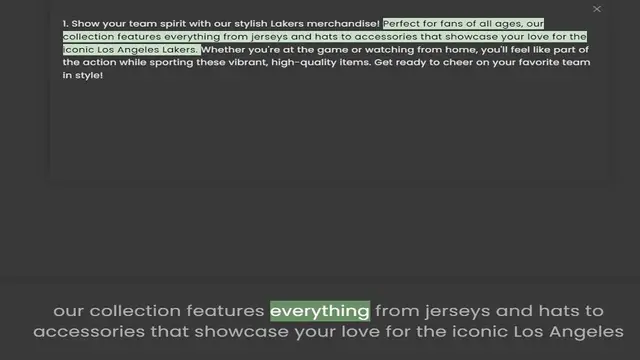 Video thumbnail for collection features everything from jerseys and hats to accessories that showcase your love for the iconic Los Angeles Lakers. Whether you're at the game or watching from home, you'll feel like part of the action while sporting these