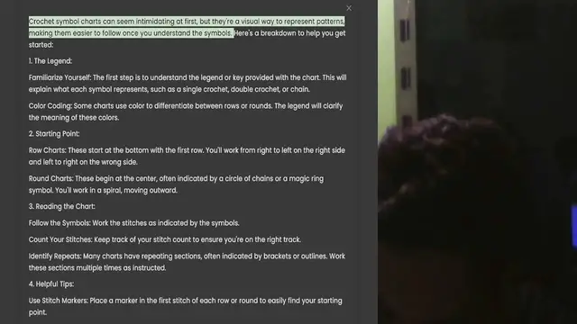 Video thumbnail for Crochet symbol charts can seem intimidating at first, but they're a visual way to represent patterns, making them easier to follow once you understand the symbols. Here's a breakdown to help you get started 1. The Legend