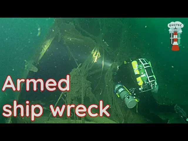 Video thumbnail for Diving armed ship wreck in 52 metres
