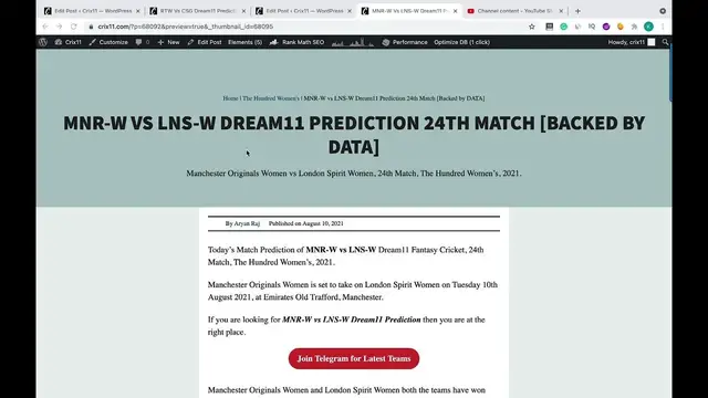 Video thumbnail for MNR W VS LNS W DREAM11 PREDICTION 24TH MATCH Manchester Originals Women vs London Spirit Women