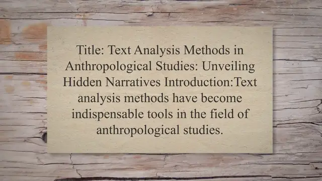 Video thumbnail for Text analysis methods in anthropological studies