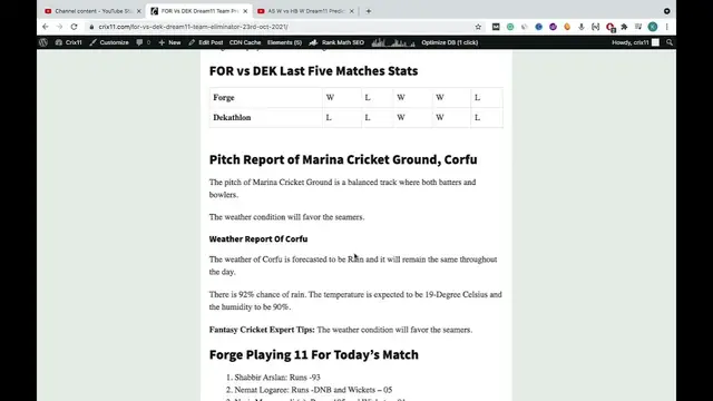 Video thumbnail for FOR vs DEK Dream11 Prediction FOR vs DEK Dream11 Team FOR vs DEK Dream11