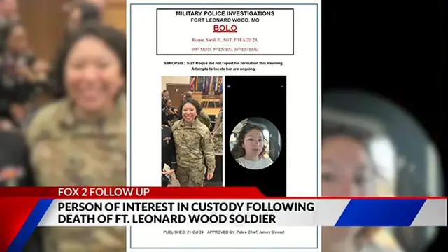 Video thumbnail for Person of interest in custody after Ft. Leonard Wood soldier s death