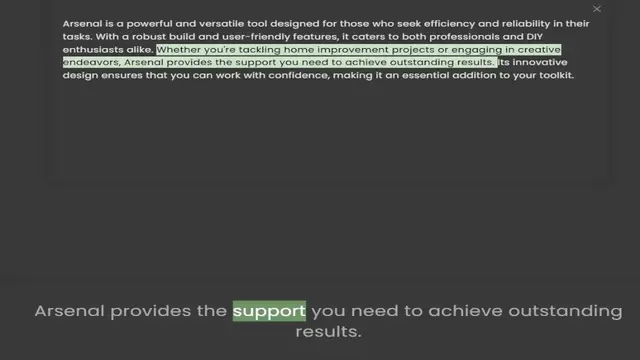 Video thumbnail for tasks. With a robust build and user-friendly features, it caters to both professionals and DIY enthusiasts alike. Whether you're tackling home improvement projects or engaging in creative endeavors, Arsenal provides the support you need t
