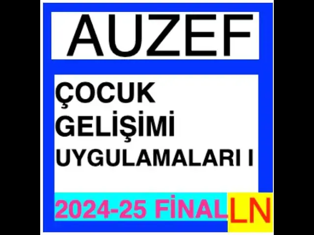 Video thumbnail for Auzef Çocuk Gelişimi Uygulamaları -1 2024-2025 Final Soruları