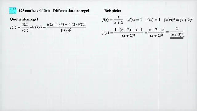 Video thumbnail for Differentiationsregel Quotientenregel