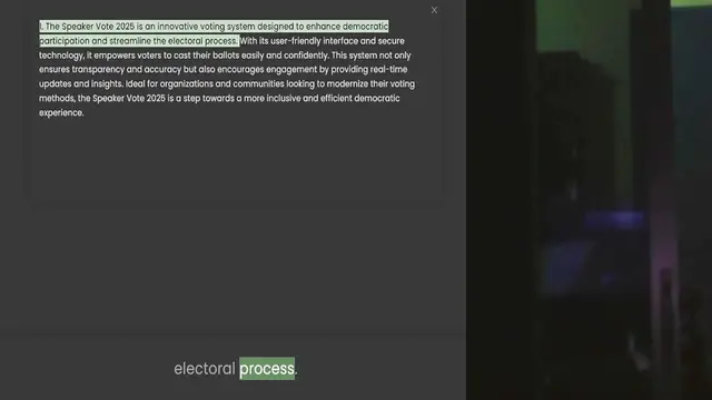 Video thumbnail for participation and streamline the electoral process. With its user-friendly interface and secure technology, it empowers voters to cast their ballots easily and confidently. This system not only ensures transparency and accuracy but also e