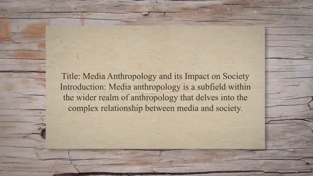 Video thumbnail for Media anthropology and its impact on society
